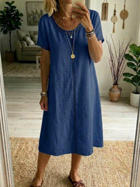 Josslyn - Kurzärmeliges Midikleid – Blau