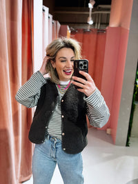 BERTHA - STEPPWESTE MIT KNÖPFEN – Schwarz