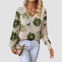 Martina™ | Eleganter Pullover mit Blumenmuster – Grün