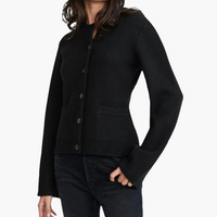 Damen Strickjacke mit Knöpfen und Rundhalsausschnitt – Schwarz
