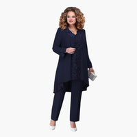 Bestickter 3-Teiler Anzug für Damen – Marine