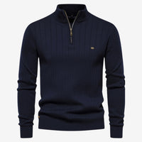 Rico | Muscle Fit Lässig gerippter Pullover – Blau