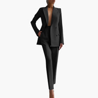 Elegantes Damen Blazer-Ensemble - Taillierter Schnitt mit Hose – Schwarz
