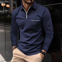 Florent - Herren-Langarm-Polo mit Zipper – Marine