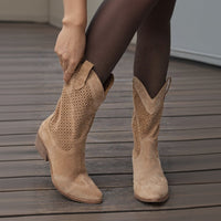 Cowboy-Stiefel mit Reißverschluss für Damen – Braun