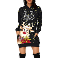 Georgia - Elegantes Weihnachtskapuzenkleid für Damen – Schwarz / Braun