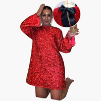 Mini-Kleid für Damen mit Pailletten-Details für besondere Anlässe – Rot
