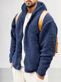 Kapuzenjacke aus Thermofleece - DAVIS – Marine