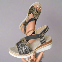 Klarisse | Premium Orthopädische Mondsichel-Sandalen für perfekten Komfort – Schwarz mit Silber