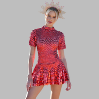 Kessina | Glimmer Mini Kleid für strahlende Eleganz – Rot