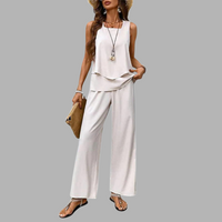 Felicita | Premium Zweiteiler mit ärmellosem Top und Hose – Beige
