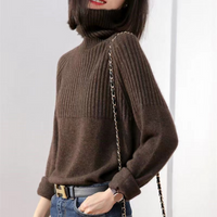ADELINE - STRICKPULLOVER MIT HOHEM KRAGEN – Braun