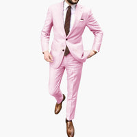 Herren Anzug zweiteilig mit Reverskragen und Slim Fit Hose – Rosa