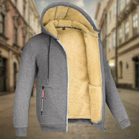 Kuschelige Sherpa-gefütterte Kapuzenjacke für Männer – Grau