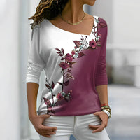 Octavia - Florales kontrastfarbiges Art Shirt – Rot