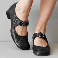 Damen Vintage Sandalen | Niedriger Absatz – Schwarz