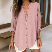 Lydia™ | Elegante gestreifte Leinenbluse – Rosa