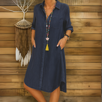 Ingrid™ | Bequemes Jeanshemdkleid – Marine