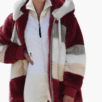 Damen jacke mit Kapuze und Reißverschluss – Bordeaux