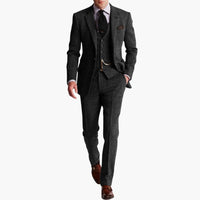 Herren dreiteiliger Anzug mit Weste für Herbst und Winter – Grau