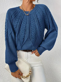 SAVINA – Strickweste mit floralem Muster – Blau