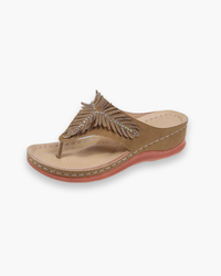 Damen Glitzer Stilvolle Sandalen | Flip-Flop – Beige