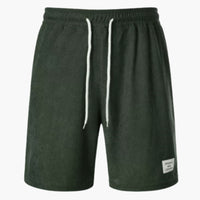 Herren Shorts aus Cord mit elastischem Bund für den Sommer – Armygrün