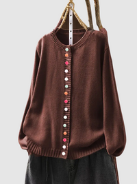 Callie™ - Strickjacke mit Bunten Knöpfen – Dunkelbraun