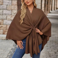 Sylora™ - Eleganter Warmer Poncho – Kastanienbraun