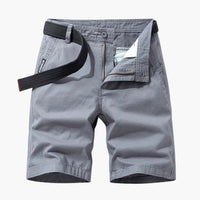 Herren-Cargo-Shorts aus Mischgewebe mit verstellbarem Gürtel und Taschen – Grau