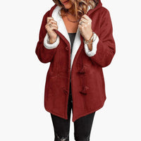 Damen jacke mit Kapuze und Knebelverschluss – Rot