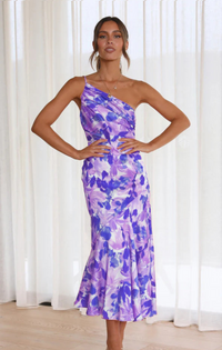Denise | Schulterfreies Kleid – Viola