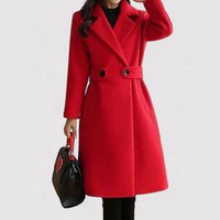Clara - Wollmantel mit Gürtel – Rot