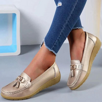Damen Quaste Slip Auf Halbschuhe | Lässig – Gold