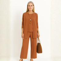 Kirsten | Damen Lounge Set Dreiteilig Minimalistisch Komfort Cozy Modern – Hellbraun