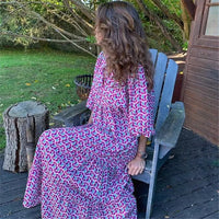 Damen Boho Blumen Bedrucktes Ibiza Kleid | Maxi – Cyan