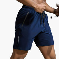 Herren-Trainingsshorts mit Reißverschlusstaschen und Kordelzug – Marine