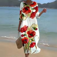 Miranda™ | Stilvolles Blumenkleid – Rot