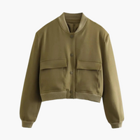 Damen Utility Bomberjacke mit großen Taschen – Dunkelgrün