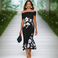 Karin™ | Elegantes Blumenkleid – Schwarz