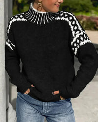 Tressia – Rollkragen Pullover Aus Strick – Schwarz