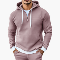 Rainer | Stilvoller Waffel-Langarm-Kapuzenpullover – Rosa
