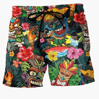 Bunte bedruckte Boardshorts für Männer - Sommerliche Strandmode – Braun