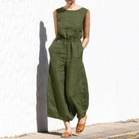Gerader Jumpsuit mit Falten am Revers ohne Gürtel - Nora – Oliv
