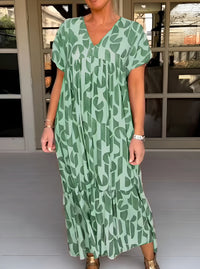 Colette | Fließendes Kleid mit V-Ausschnitt – Grün