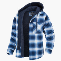 Samuel | Flanelljacke für Herren – Blau - Weiß