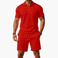 Leichtes Sommer Polo Set Herren - Kurzarmshirt & passende Shorts – Rot