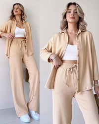 KATHARINA - ZWEITEILIGES SET MIT KNÖPFEN VORNE – Beige