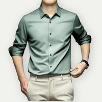 Bügel- und knitterfreie Herrenhemd im modernen Slim Fit – Grün