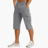 Herren Bermuda Cargo Shorts mit Taschen für Sommer Outdoor – Hellgrau